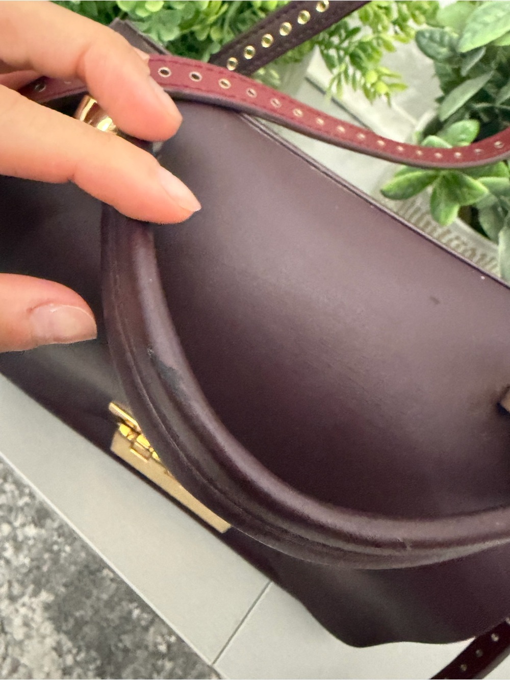 Zac Posen Leather Top-Handle Satchel in Deep Burgundy - Picture 3 of 7